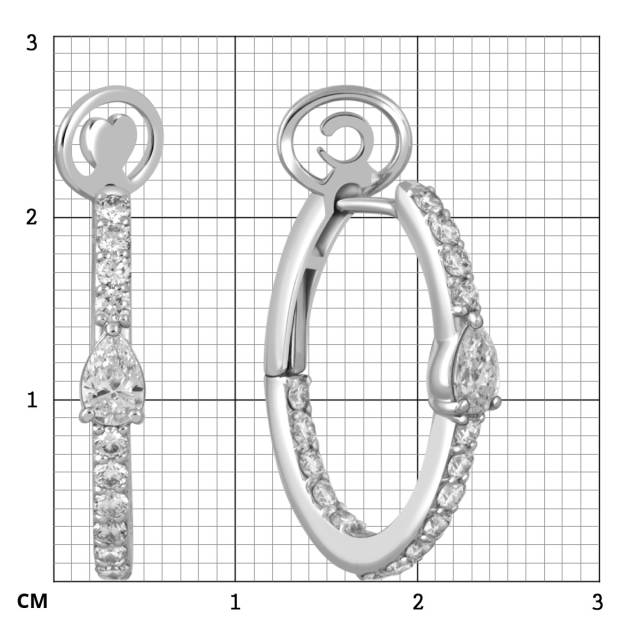 Серьги конго из белого золота с бриллиантами "Crivelli" (051802)