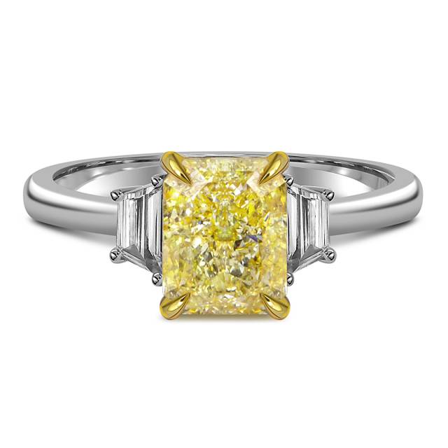 Помолвочное кольцо из белого золота с жёлтым бриллиантом (059707)