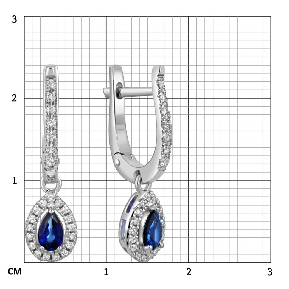 Серьги из белого золота с бриллиантами и сапфирами (059979)