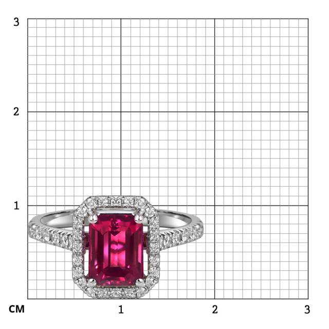 Кольцо из белого золота с бриллиантами и рубином (060316)