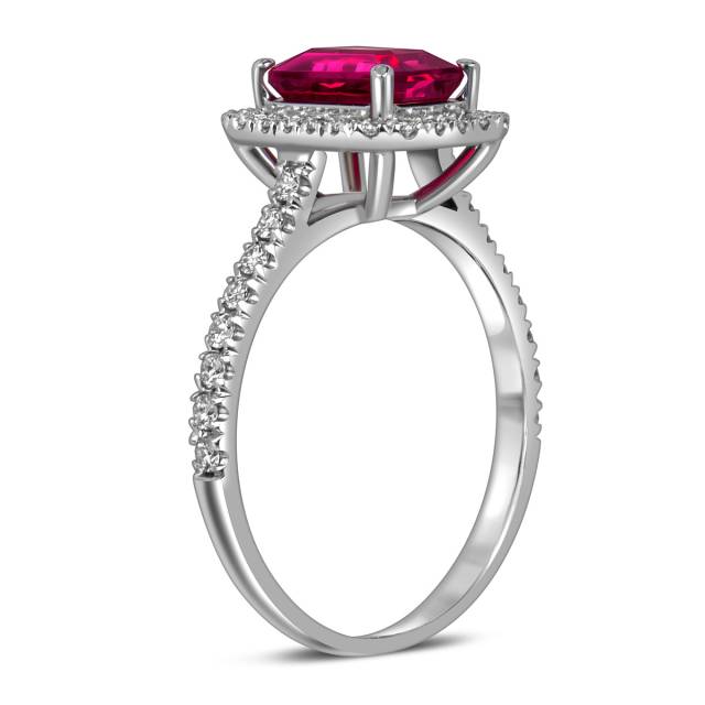 Кольцо из белого золота с бриллиантами и рубином (060316)