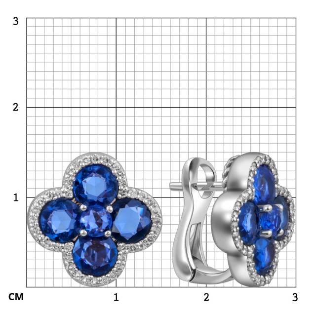 Серьги из белого золота с бриллиантами и сапфирами (055598)
