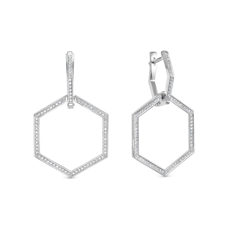 Серьги из белого золота с бриллиантами (044421)