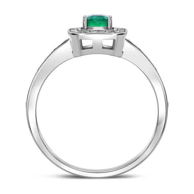 Кольцо из белого золота с бриллиантами и изумрудом (063701)