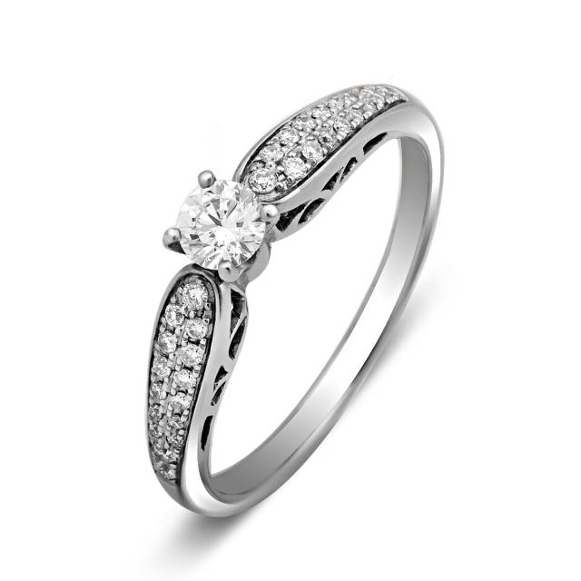 Помолвочное кольцо из белого золота с бриллиантами (016786)