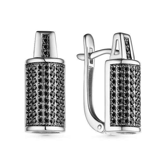 Серьги из белого золота с чёрными бриллиантами (057754)