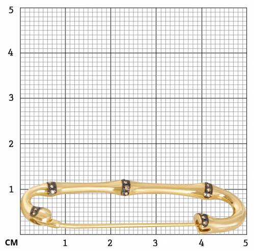 Брошь булавка из жёлтого золота с коричневыми бриллиантами