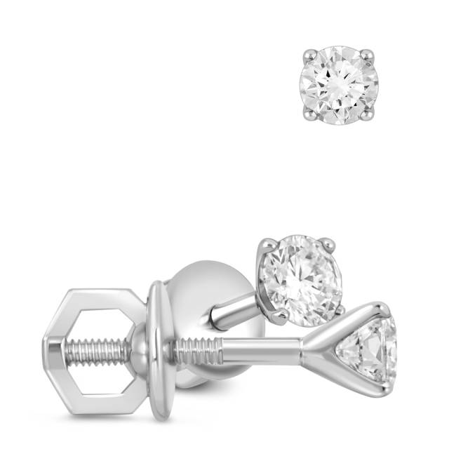 Серьги пусеты из белого золота с бриллиантами (058642)