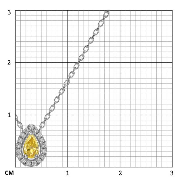 Колье из белого золота с бриллиантами и жёлтым сапфиром (059204)
