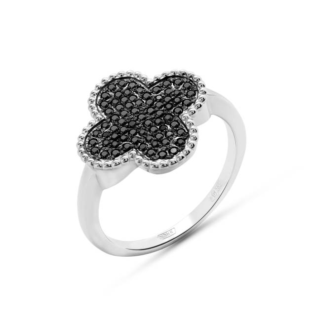 Кольцо из белого золота с чёрными бриллиантами (060939)