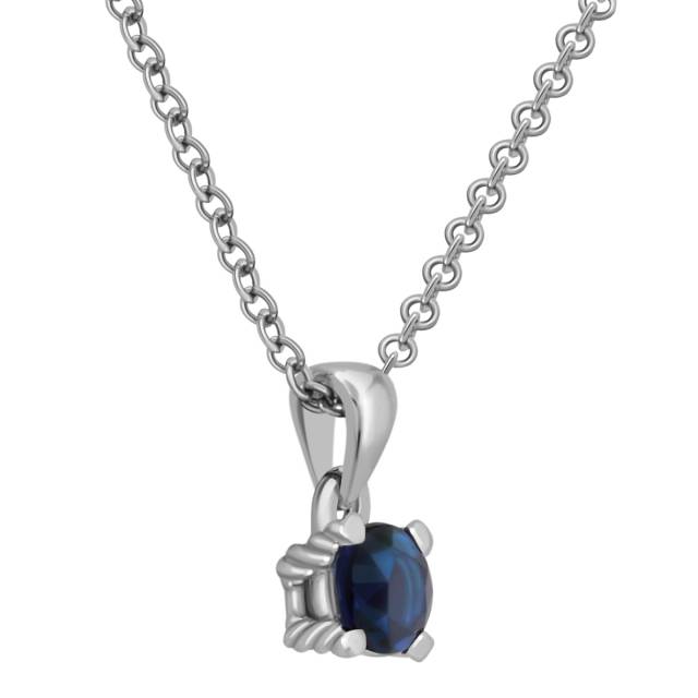Кулон из белого золота с сапфиром (039070)