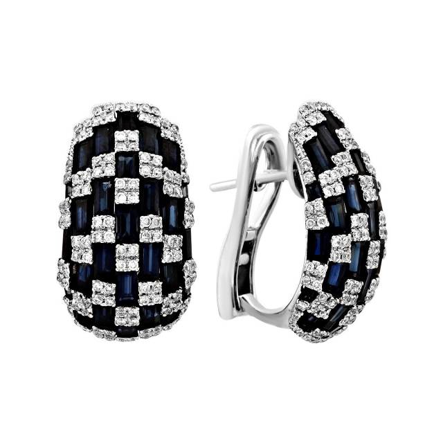 Серьги из белого золота с бриллиантами и сапфирами (020265)