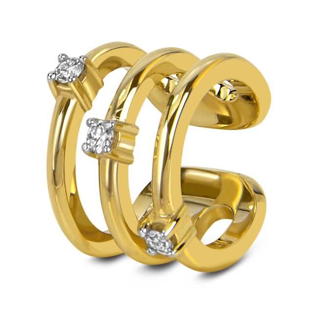 Серьга кафф из жёлтого золота с бриллиантами (059203)