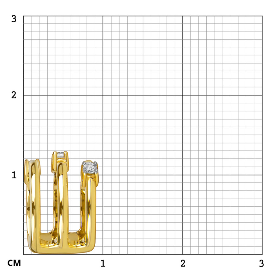 Серьга кафф из жёлтого золота с бриллиантами (059203)
