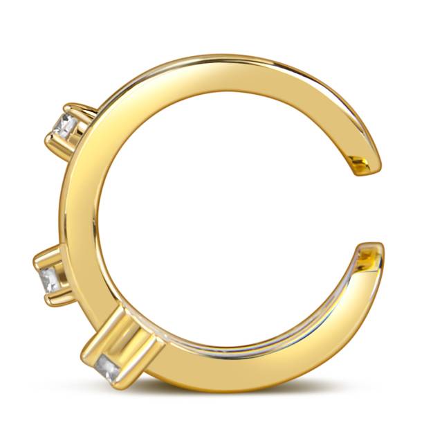 Серьга кафф из жёлтого золота с бриллиантами (059203)