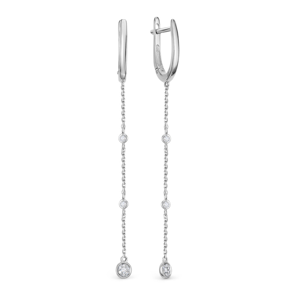 Серьги из белого золота с бриллиантами (053882)