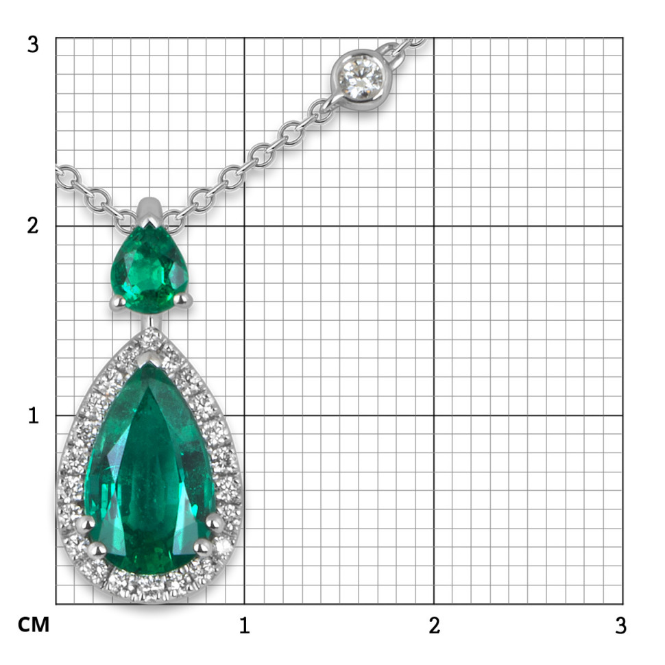 Колье из белого золота с бриллиантами и изумрудами 