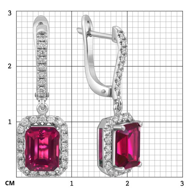 Серьги из белого золота с бриллиантами и рубинами (057976)