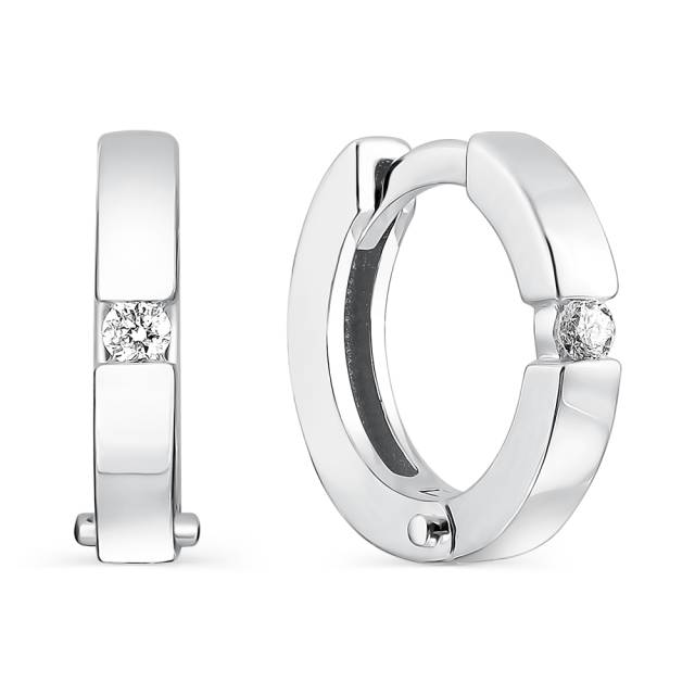 Серьги конго из белого золота с бриллиантами (061322)