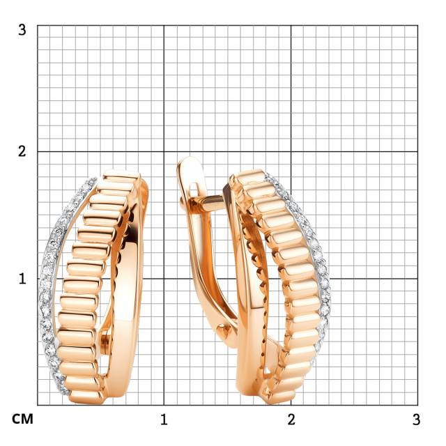Серьги из красного золота с бриллиантами  (064039)