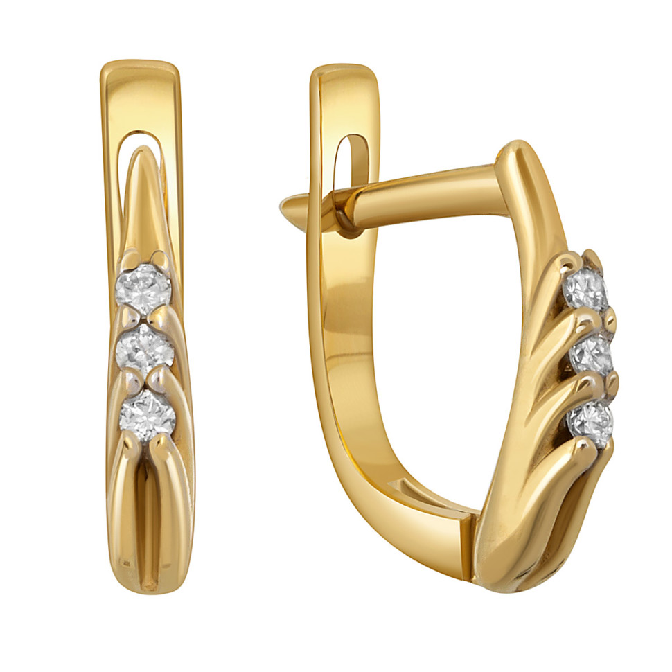 Серьги из жёлтого золота с бриллиантами (048506)