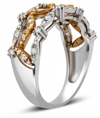 Кольцо из комбинированного золота с бриллиантами 17.5