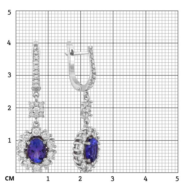 Серьги из белого золота с бриллиантами и танзанитами (047537)
