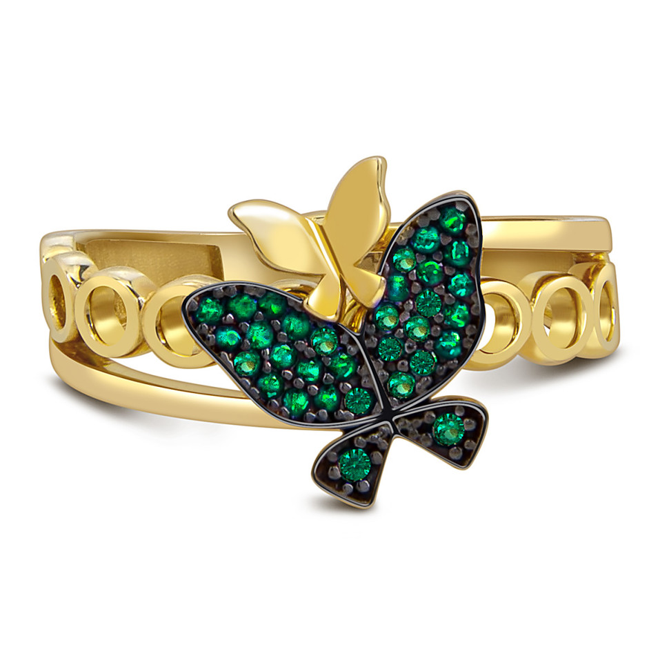 Кольцо из жёлтого золота с фианитами 