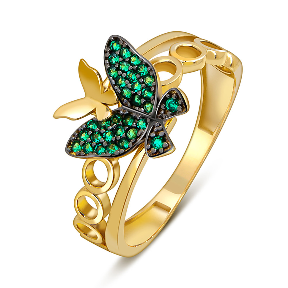 Кольцо из жёлтого золота с фианитами 