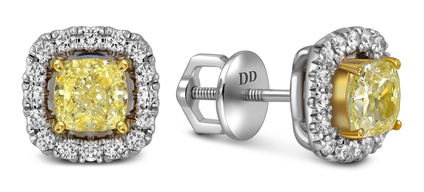 Серьги пусеты из белого золота с бриллиантами (063508)