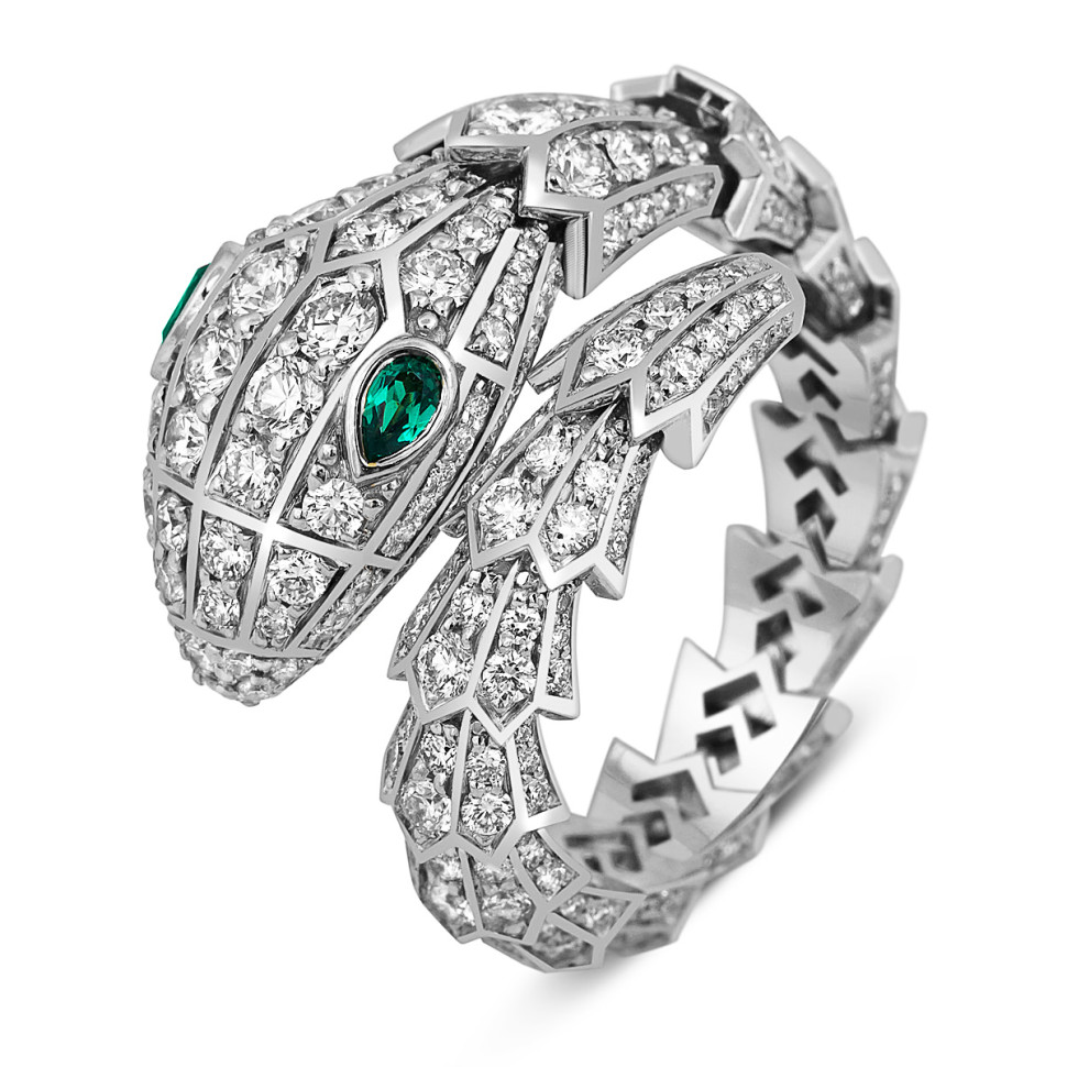 Кольцо из белого золота с бриллиантами и ситаллами (059973)