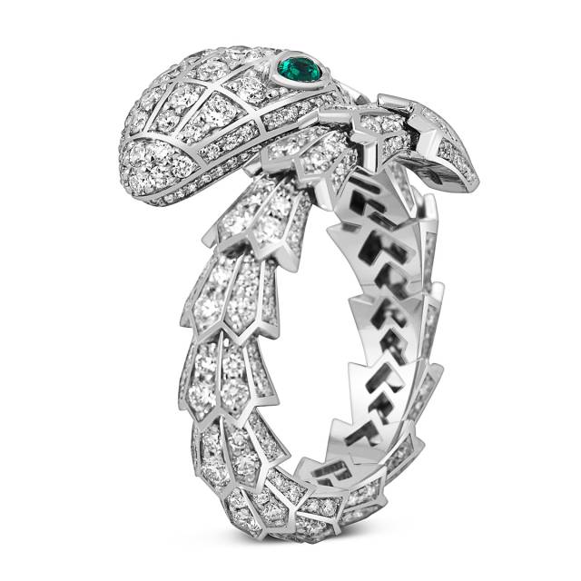 Кольцо из белого золота с бриллиантами и ситаллами (059973)