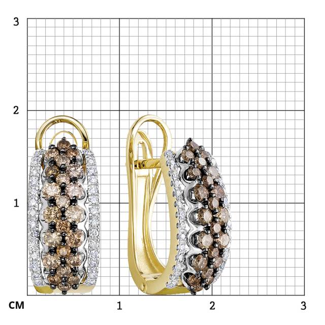 Серьги из жёлтого золота с бриллиантами (055270)