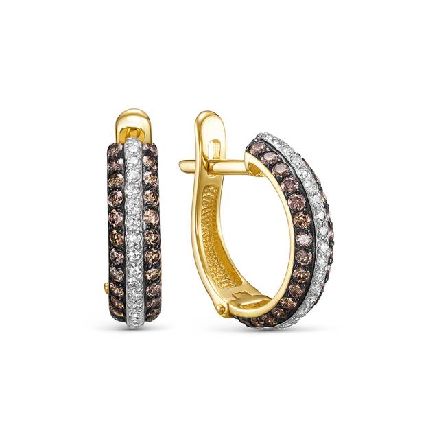 Серьги из жёлтого золота  бриллиантами (064296)