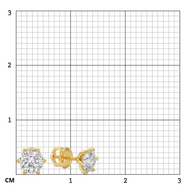 Серьги пусеты из жёлтого золота с бриллиантами (063607)