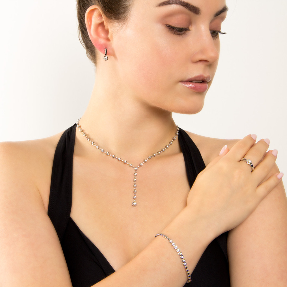 Серьги из белого золота с бриллиантами (025764)