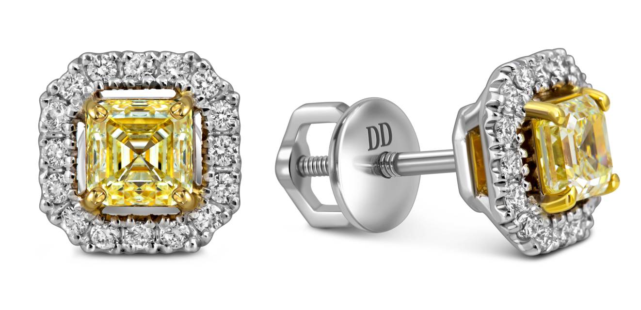 Серьги пусеты из белого золота с бриллиантами (062904)