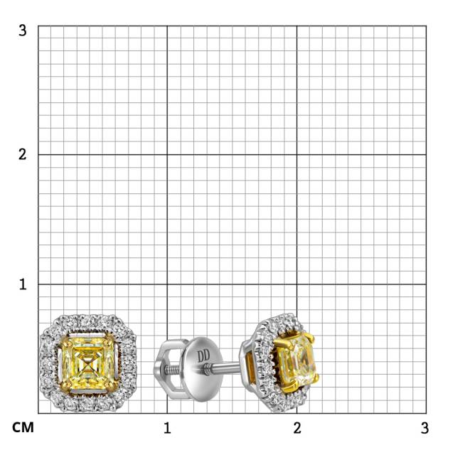 Серьги пусеты из белого золота с бриллиантами (062904)