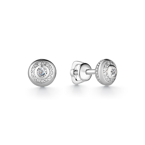 Серьги пусеты из белого золота с бриллиантами (039025)