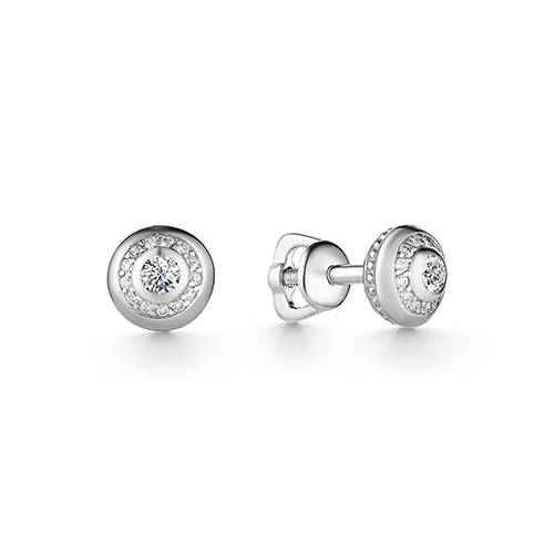 Серьги пусеты из белого золота с бриллиантами (039025)