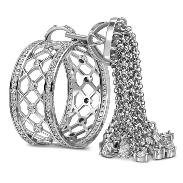 Кольцо из белого золота с фианитами (057808)