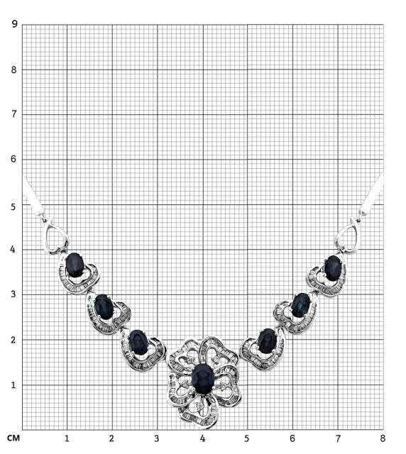 Колье из белого золота с бриллиантами и сапфирами (009397)