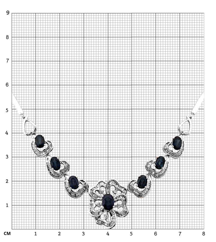 Колье из белого золота с бриллиантами и сапфирами (009397)