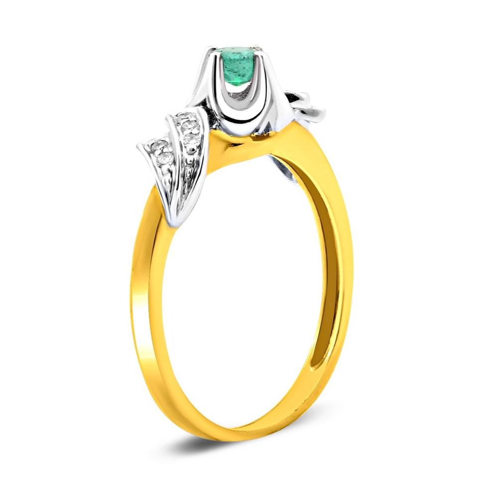 Кольцо из комбинированного золота с бриллиантами и изумрудом (018708)