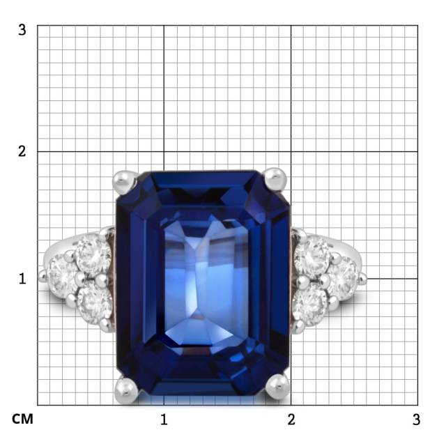 Кольцо из белого золота с бриллиантами и сапфиром (052739)