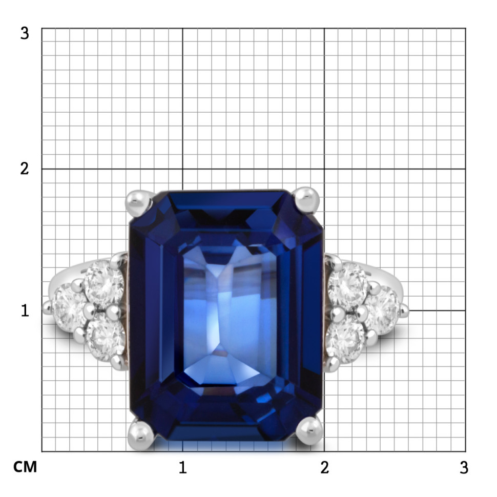 Кольцо из белого золота с бриллиантами и сапфиром (052739)
