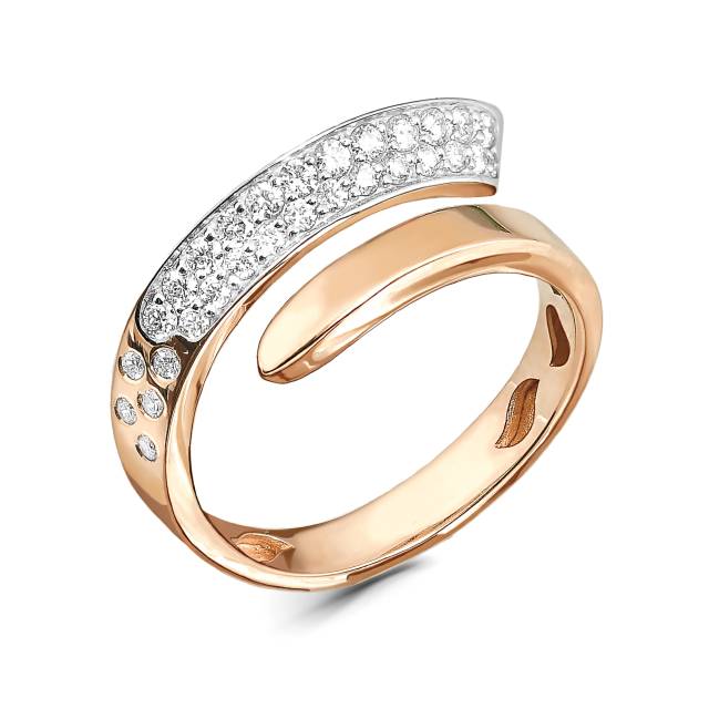 Кольцо из красного золота с бриллиантами (063037)