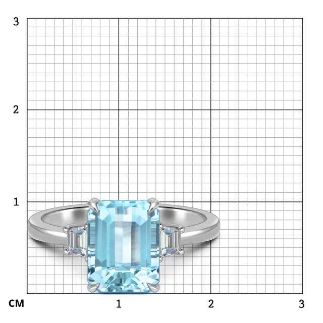 Кольцо из белого золота с бриллиантами и аквамарином (062996)