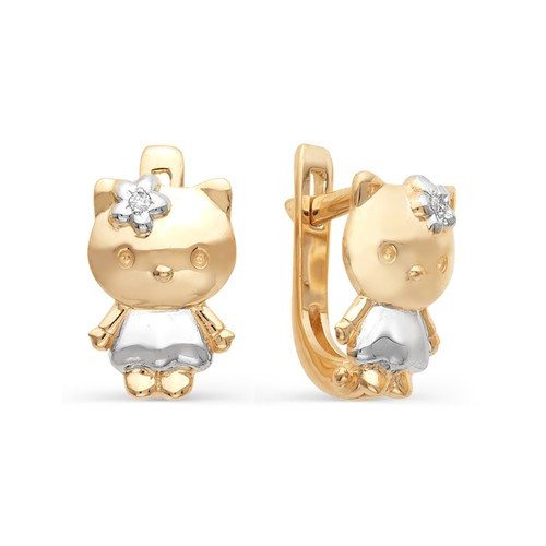 Серьги из комбинированного золота с бриллиантами 