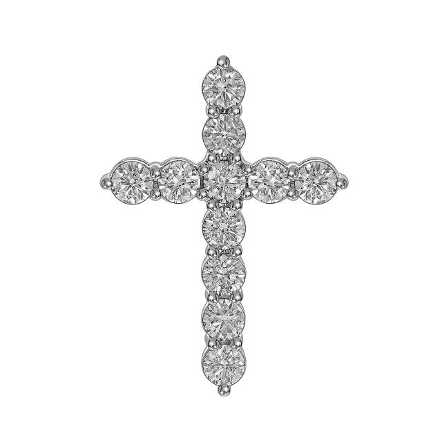 Кулон крест из белого золота с бриллиантами (062757)